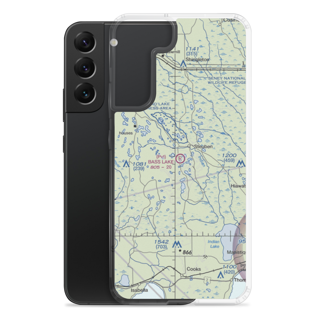 Bass Lake Airport (8MI7) VFR Sectional Samsung Case Samsung Galaxy S22 Plus model shown