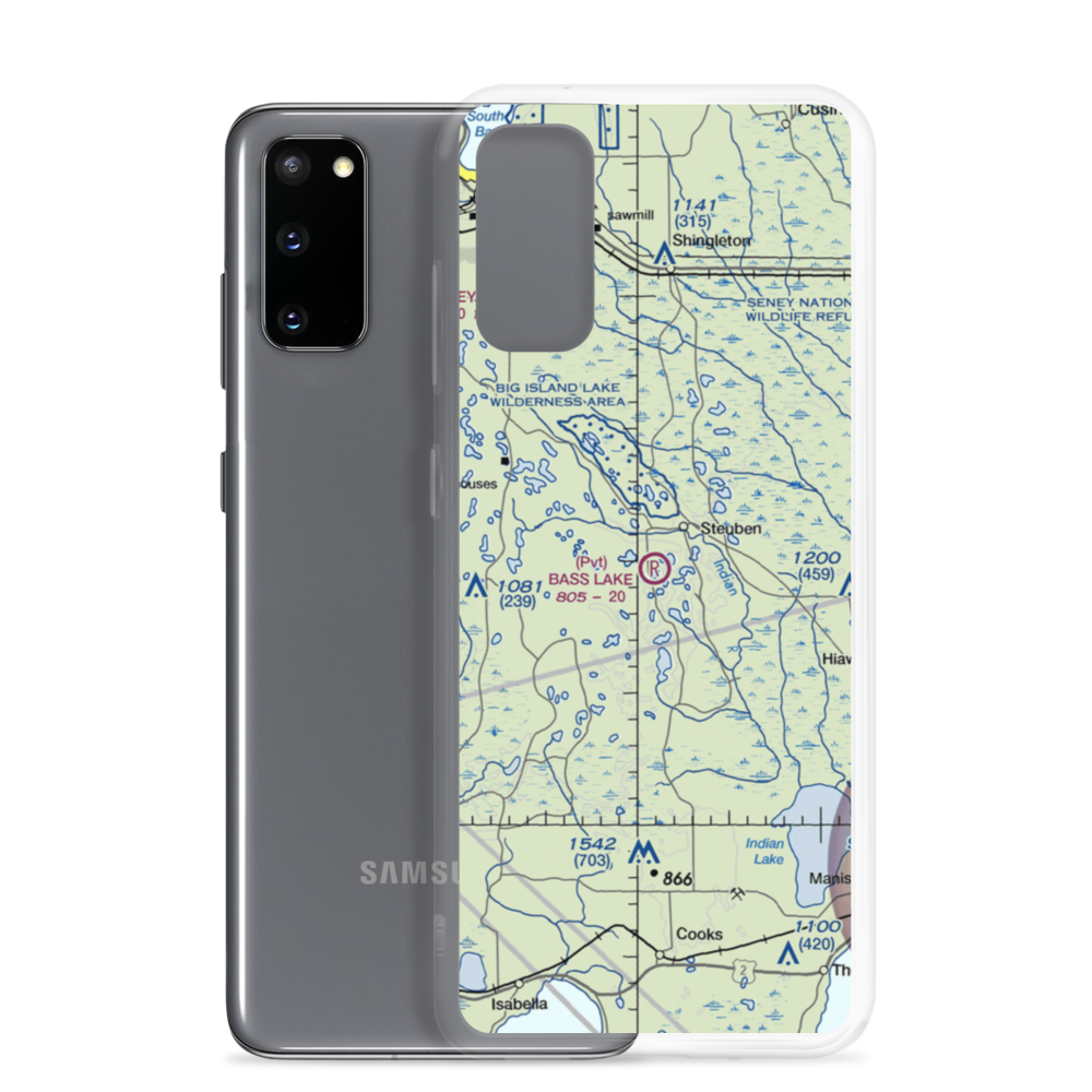 Bass Lake Airport (8MI7) VFR Sectional Samsung Case Samsung Galaxy S20 model shown