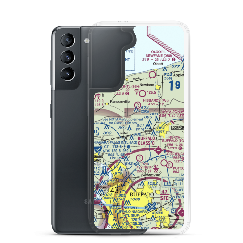 Bassett Field (61NY) VFR Sectional Samsung Case Samsung Galaxy S21 model shown