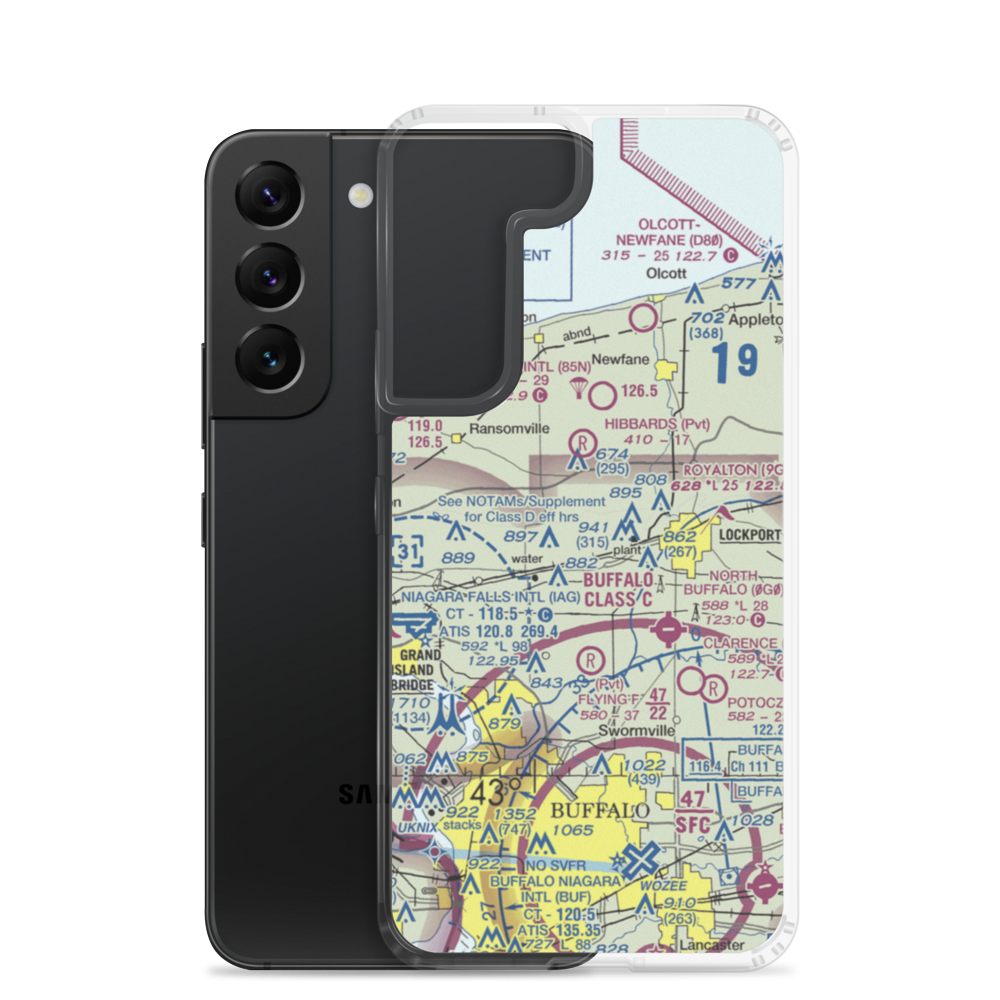 Bassett Field (61NY) VFR Sectional Samsung Case Samsung Galaxy S22 model shown