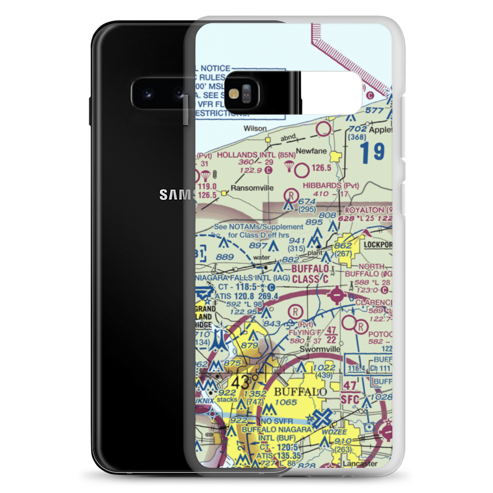 Bassett Field (61NY) VFR Sectional Samsung Case Samsung Galaxy S10+ model shown