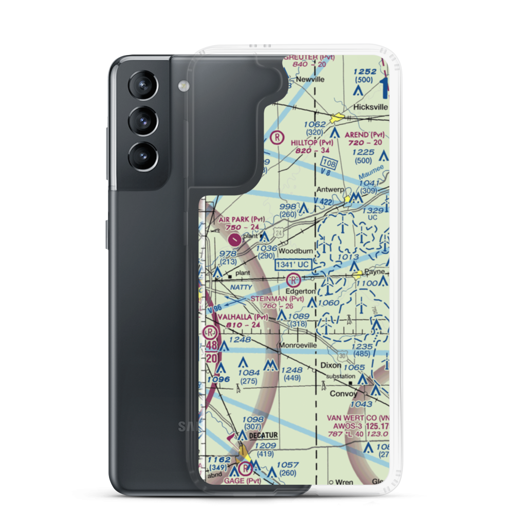 Basting Airport (3II3) VFR Sectional Samsung Case Samsung Galaxy S21 model shown