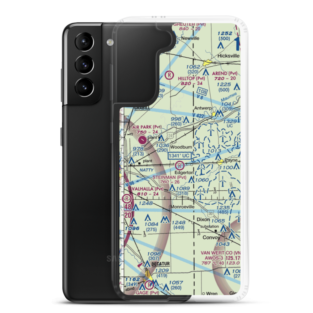 Basting Airport (3II3) VFR Sectional Samsung Case Samsung Galaxy S21 Plus model shown