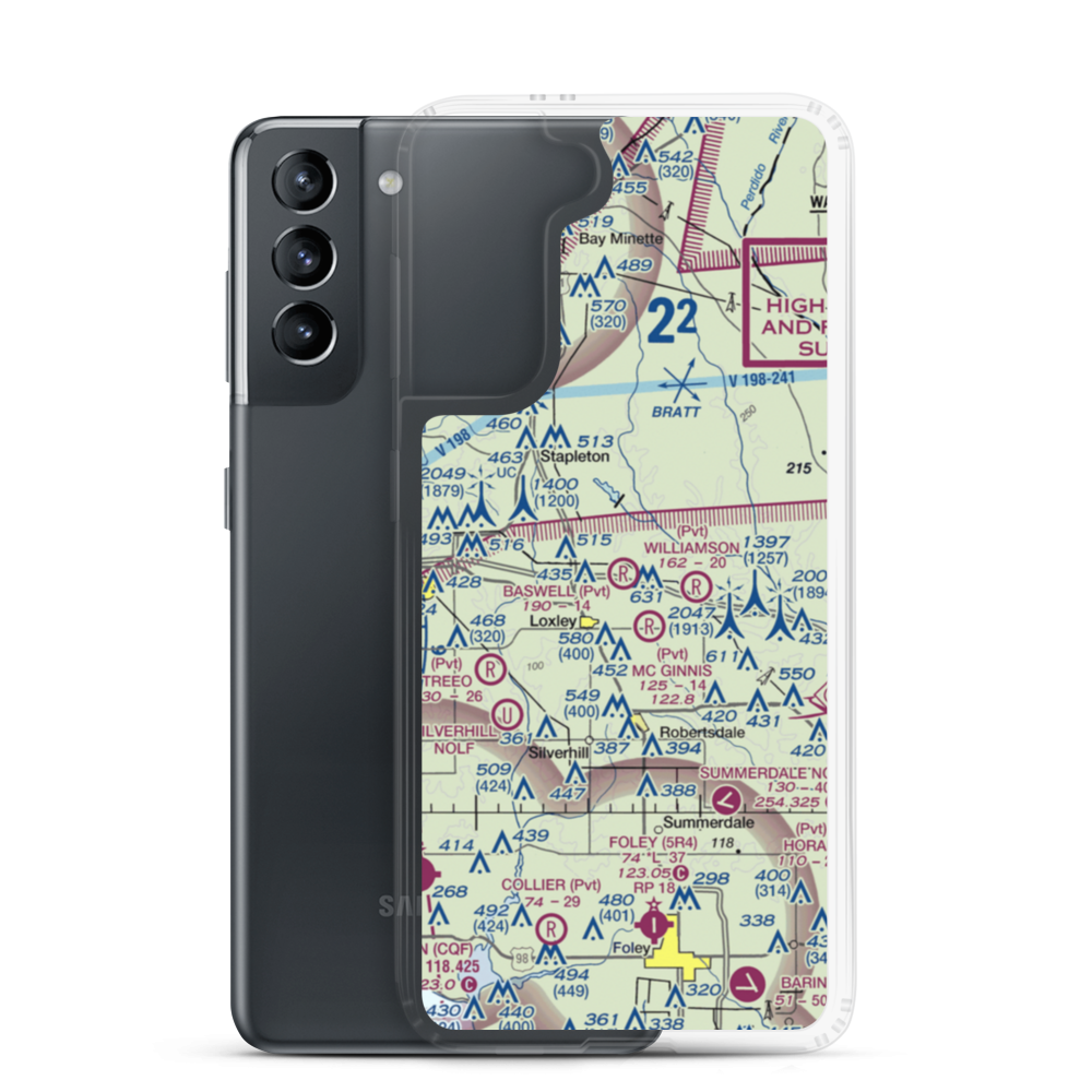 Baswell Airport (57AL) VFR Sectional Samsung Case Samsung Galaxy S21 model shown