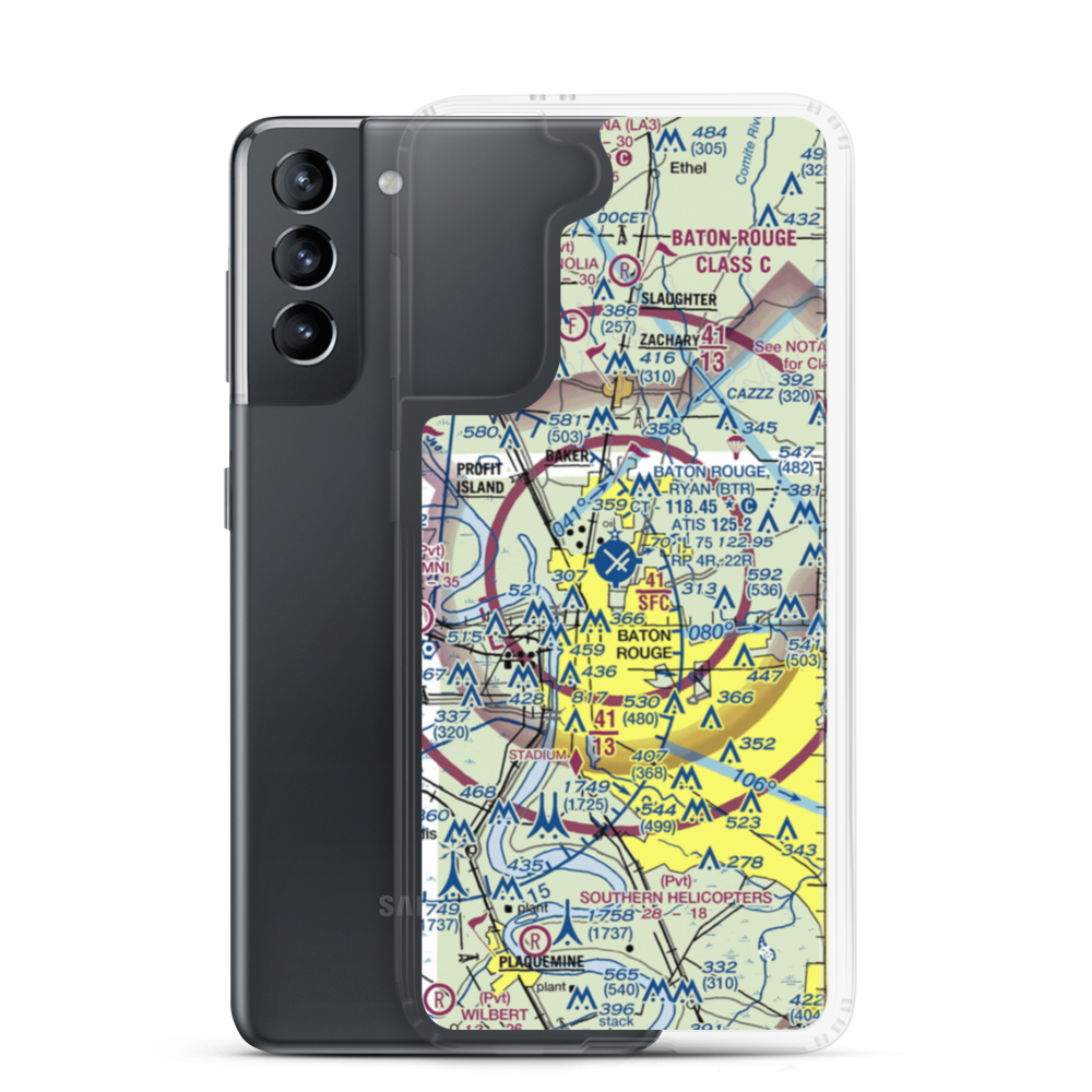 Baton Rouge Metropolitan Airport (BTR) VFR Sectional Samsung Case Samsung Galaxy S21 model shown