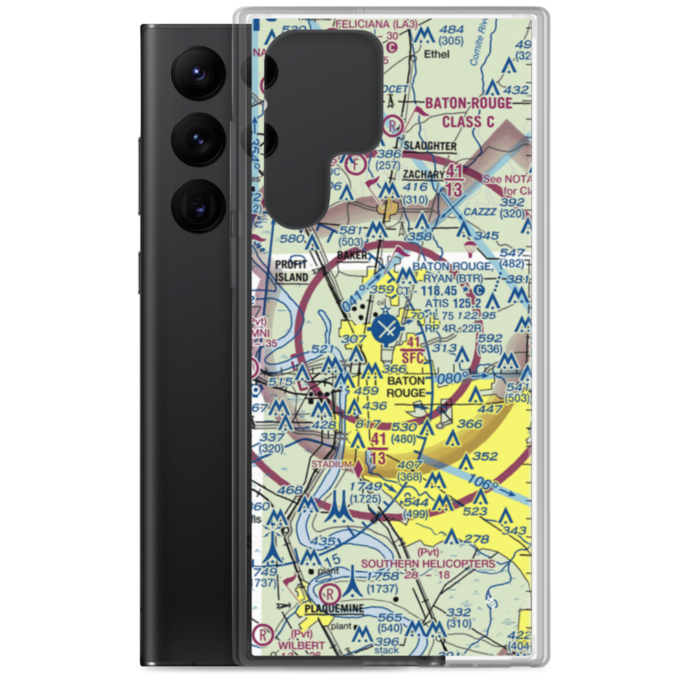 Baton Rouge Metropolitan Airport (BTR) VFR Sectional Samsung Case Samsung Galaxy S22 Ultra model shown