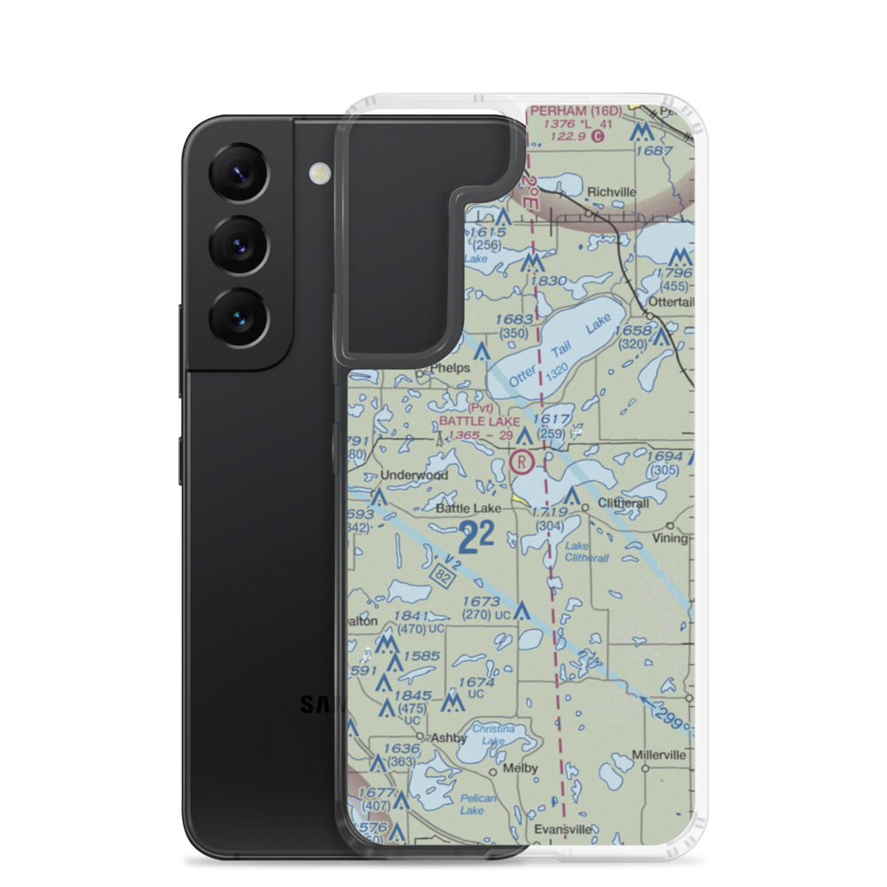 Battle Lake Municipal Airport (00MN) VFR Sectional Samsung Case Samsung Galaxy S22 model shown