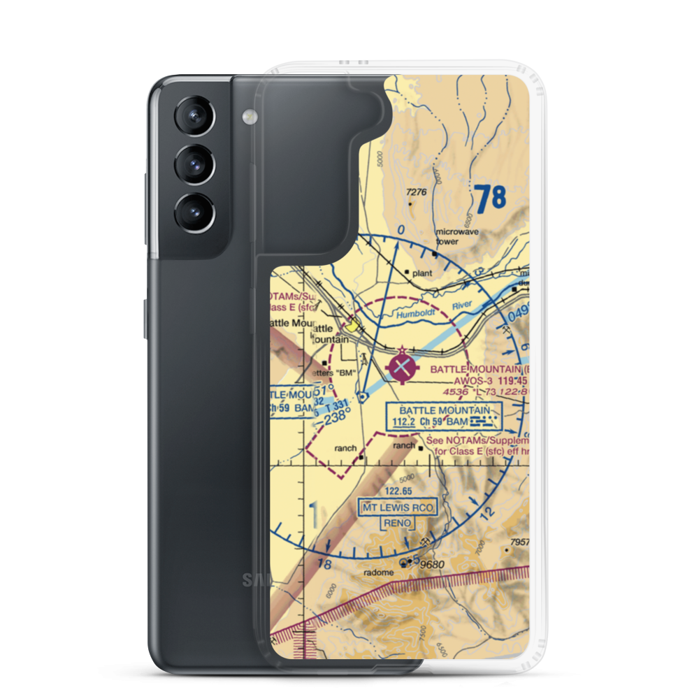 Battle Mountain Airport (BAM) VFR Sectional Samsung Case Samsung Galaxy S21 model shown