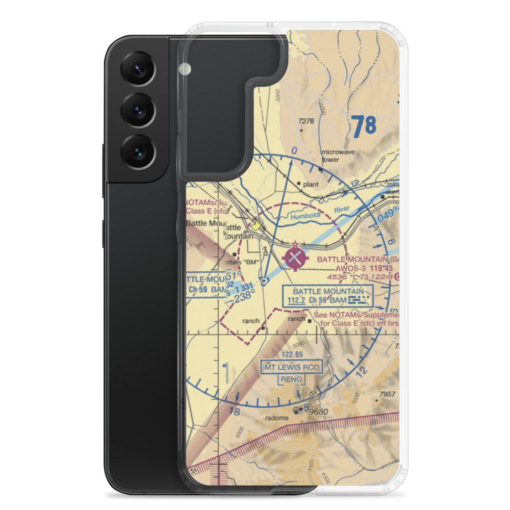 Battle Mountain Airport (BAM) VFR Sectional Samsung Case Samsung Galaxy S22 Plus model shown