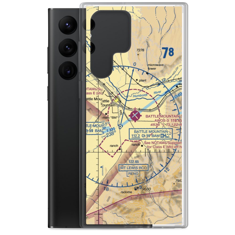 Battle Mountain Airport (BAM) VFR Sectional Samsung Case Samsung Galaxy S22 Ultra model shown