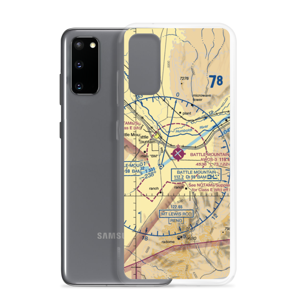 Battle Mountain Airport (BAM) VFR Sectional Samsung Case Samsung Galaxy S20 model shown