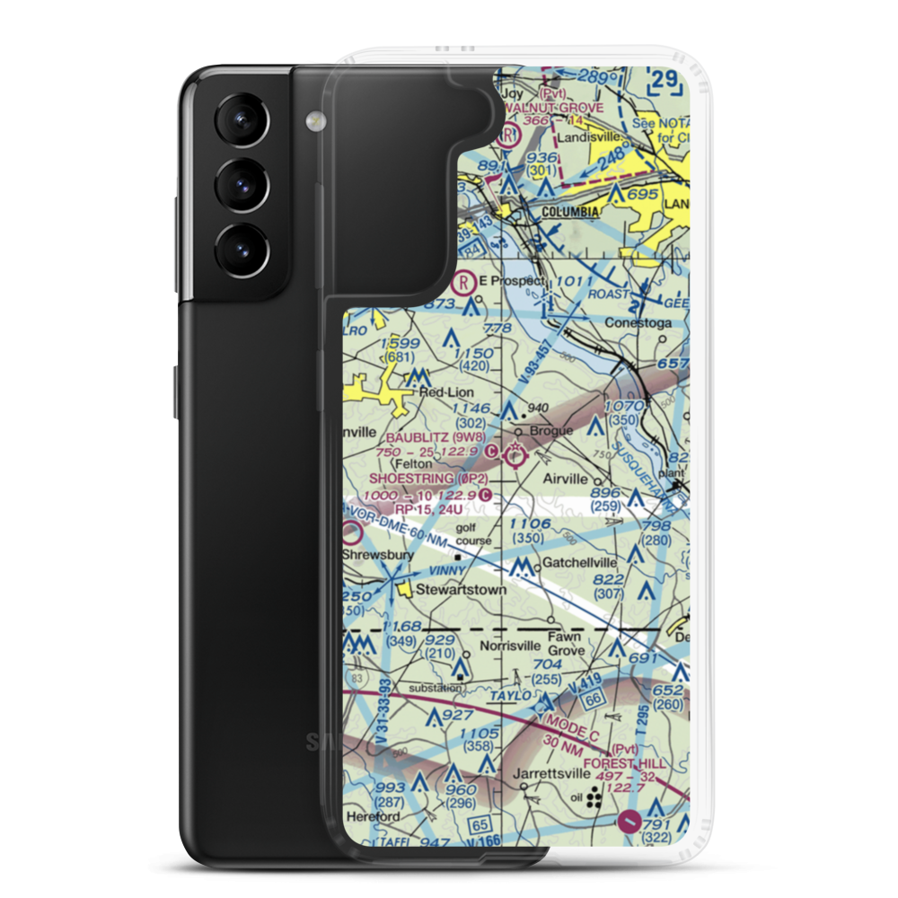 Baublitz Commercial Airport (9W8) VFR Sectional Samsung Case Samsung Galaxy S21 Plus model shown