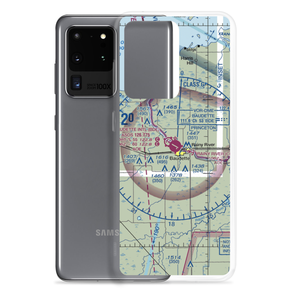 Baudette International Airport (BDE) VFR Sectional Samsung Case Samsung Galaxy S20 Ultra model shown