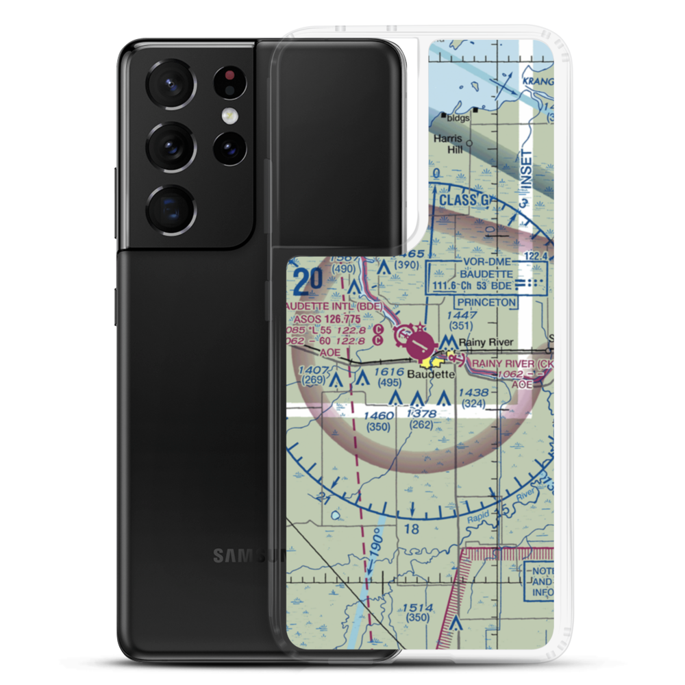 Baudette International Airport (BDE) VFR Sectional Samsung Case Samsung Galaxy S21 Ultra model shown