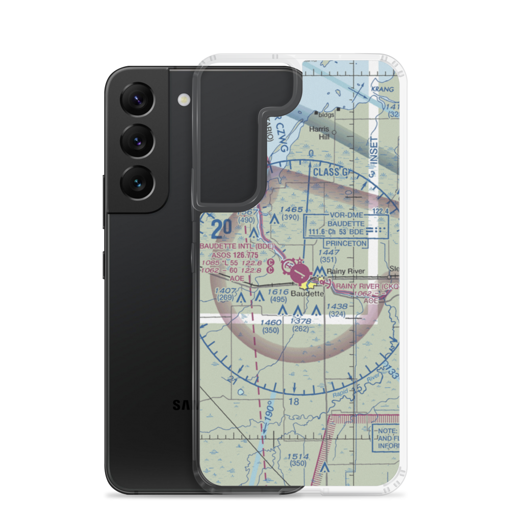 Baudette International Airport (BDE) VFR Sectional Samsung Case Samsung Galaxy S22 model shown