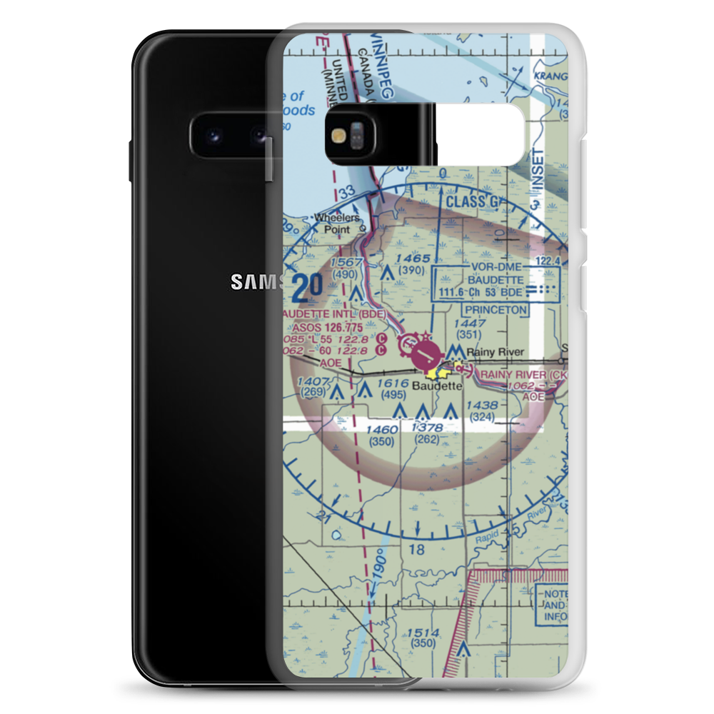 Baudette International Airport (BDE) VFR Sectional Samsung Case Samsung Galaxy S10+ model shown