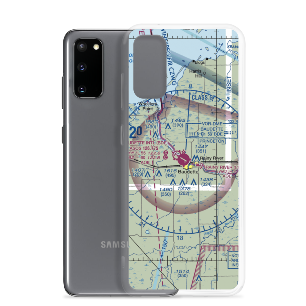 Baudette International Airport (BDE) VFR Sectional Samsung Case Samsung Galaxy S20 model shown