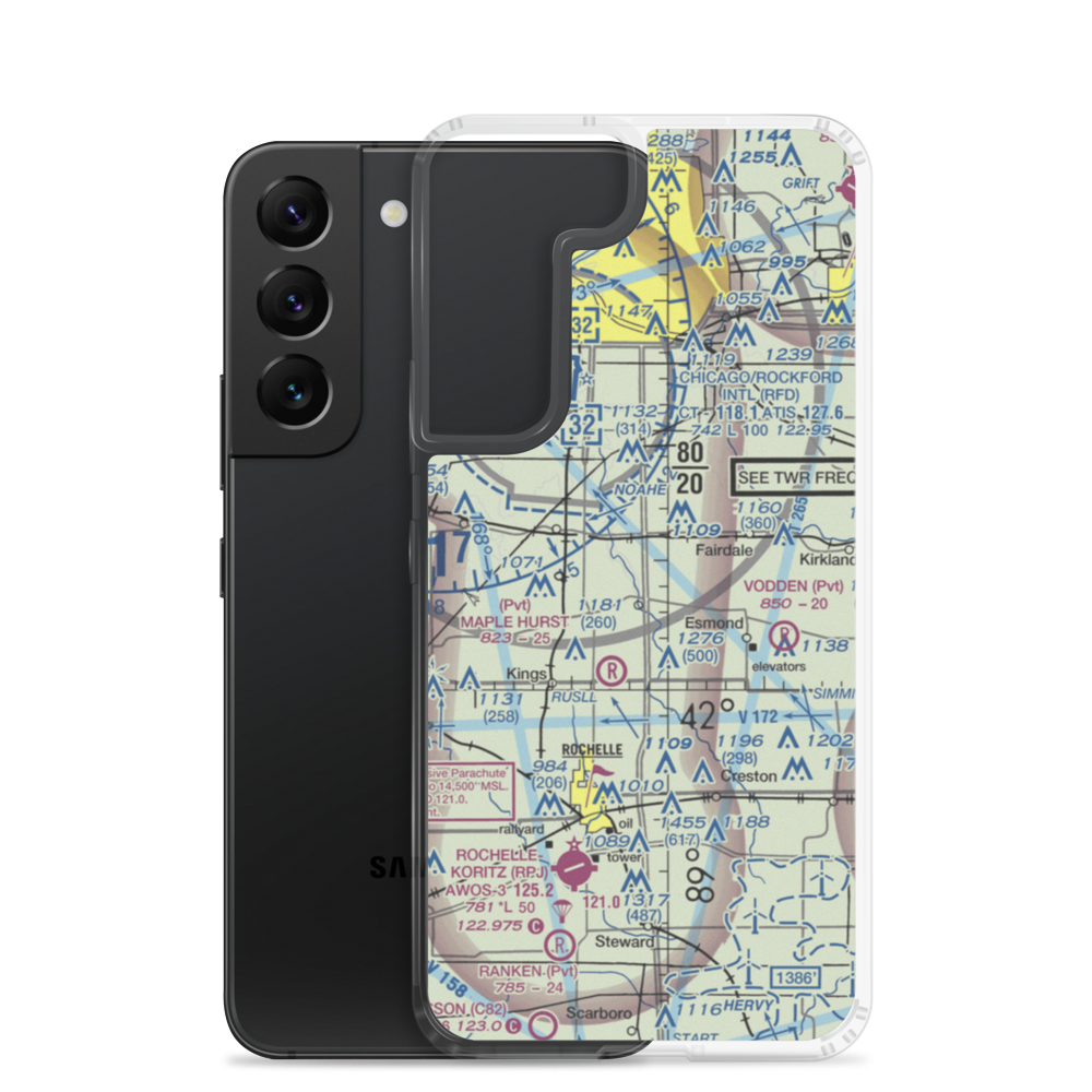 Bauer Airport (93IL) VFR Sectional Samsung Case Samsung Galaxy S22 model shown