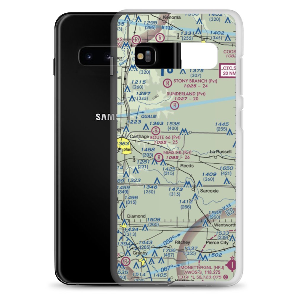 Baugh Flight Park Ultralightport (MO16) VFR Sectional Samsung Case Samsung Galaxy S10+ model shown