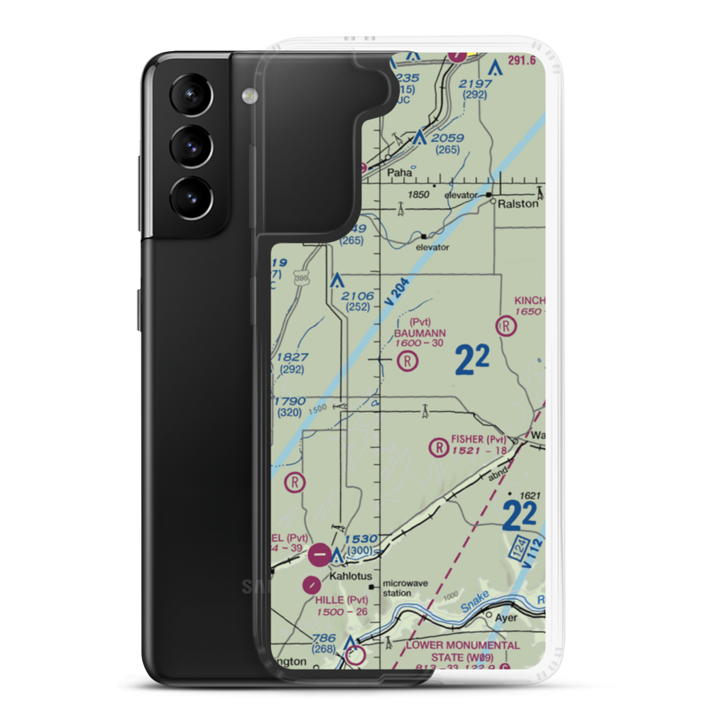 Baumann Farm Inc. Airport (37WA) VFR Sectional Samsung Case Samsung Galaxy S21 Plus model shown