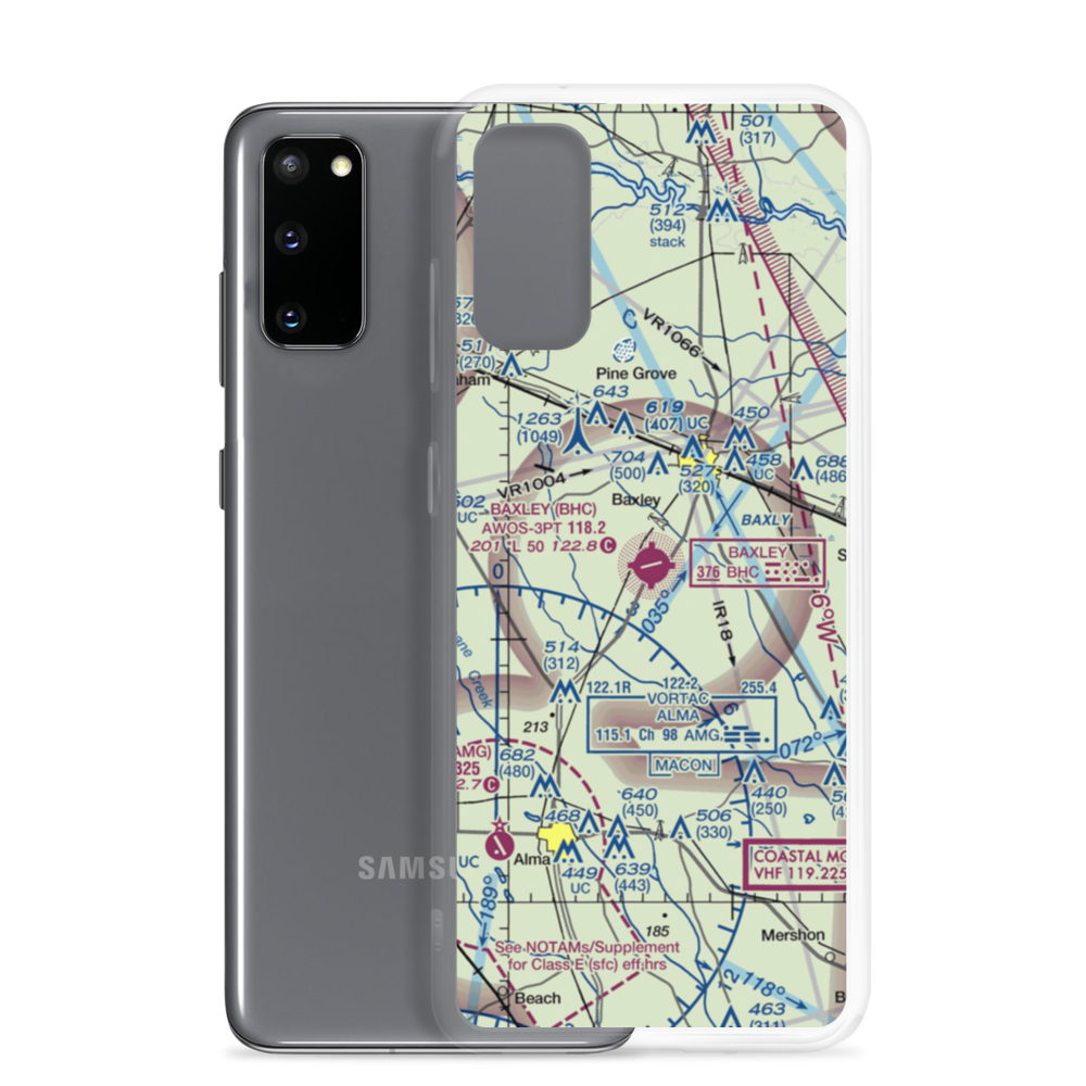 Baxley Municipal Airport (BHC) VFR Sectional Samsung Case Samsung Galaxy S20 model shown