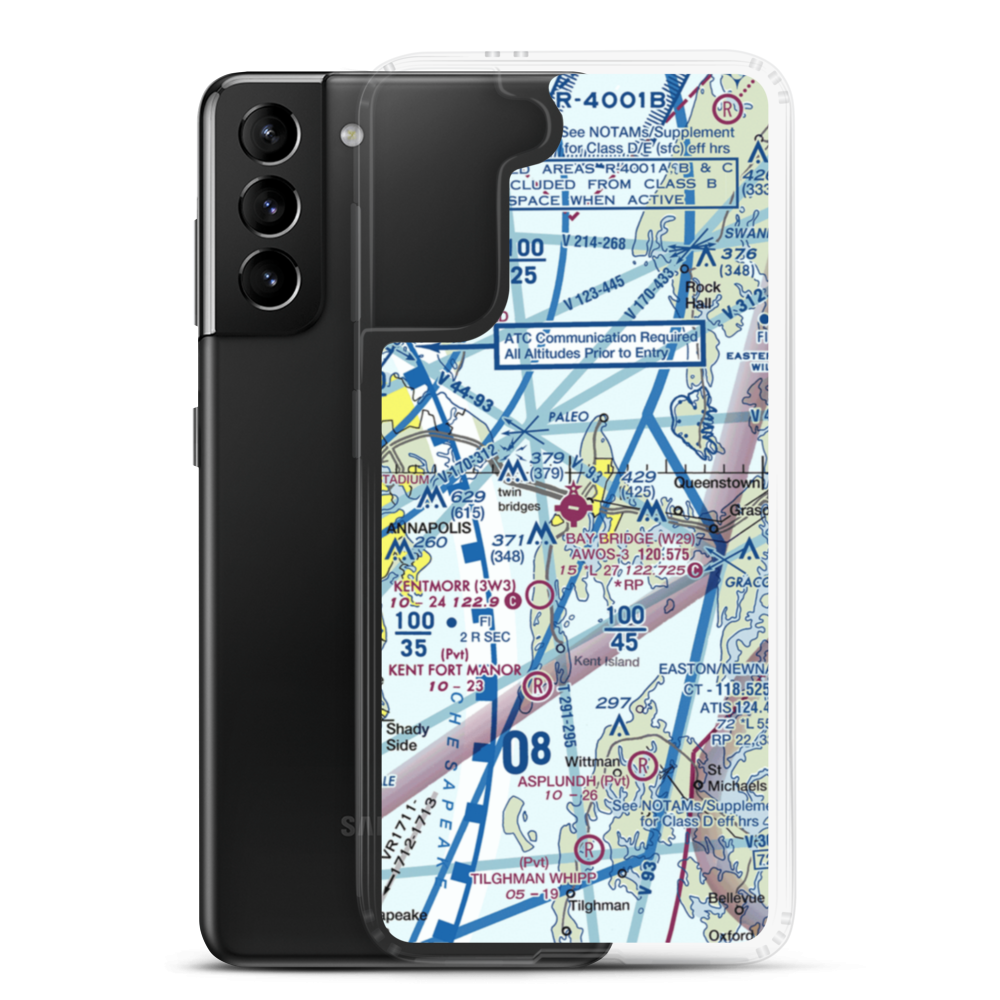 Bay Bridge Airport (W29) VFR Sectional Samsung Case Samsung Galaxy S21 Plus model shown