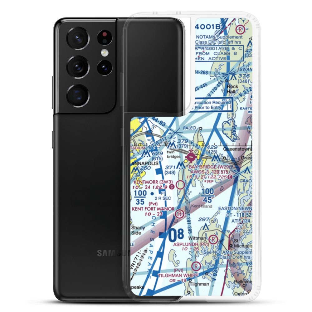 Bay Bridge Airport (W29) VFR Sectional Samsung Case Samsung Galaxy S21 Ultra model shown