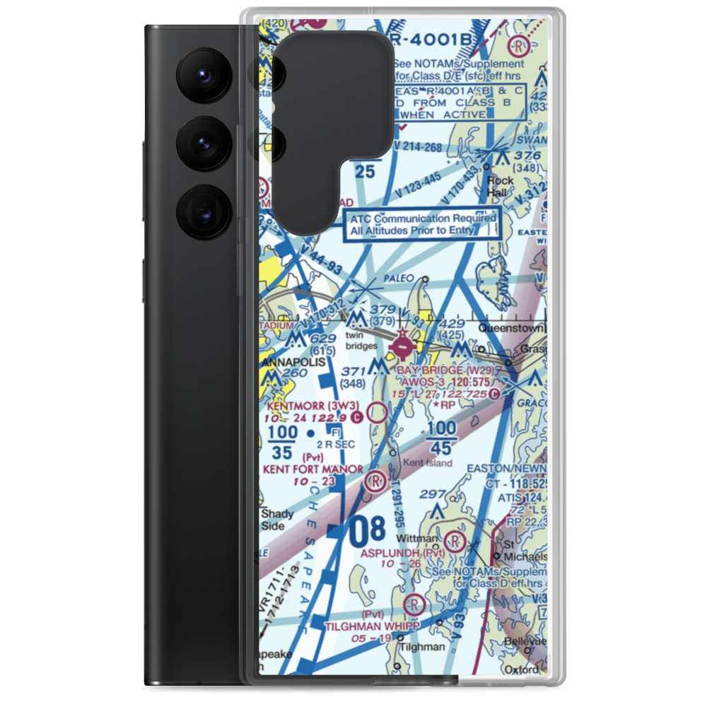 Bay Bridge Airport (W29) VFR Sectional Samsung Case Samsung Galaxy S22 Ultra model shown