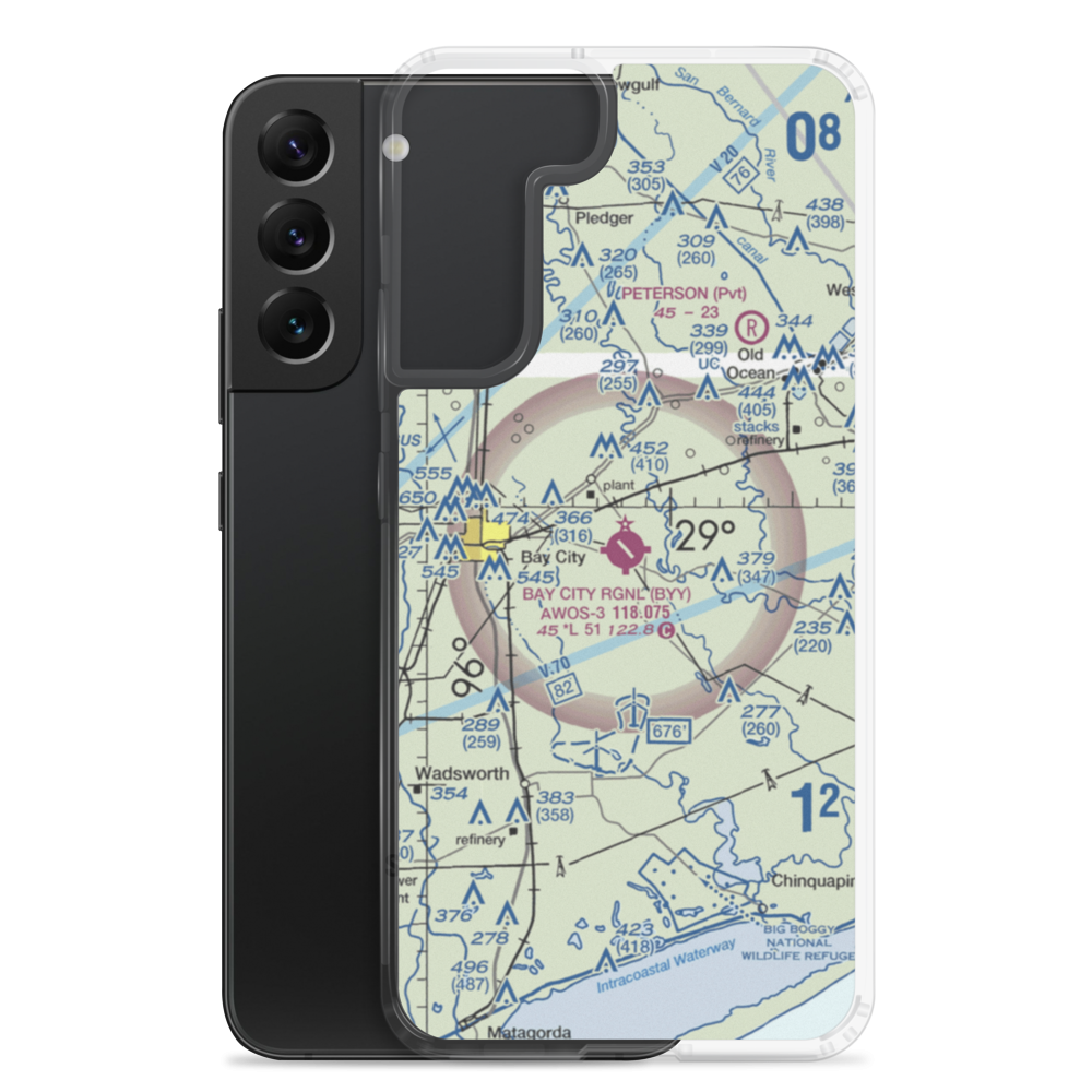 Bay City Municipal Airport (BYY) VFR Sectional Samsung Case Samsung Galaxy S22 Plus model shown