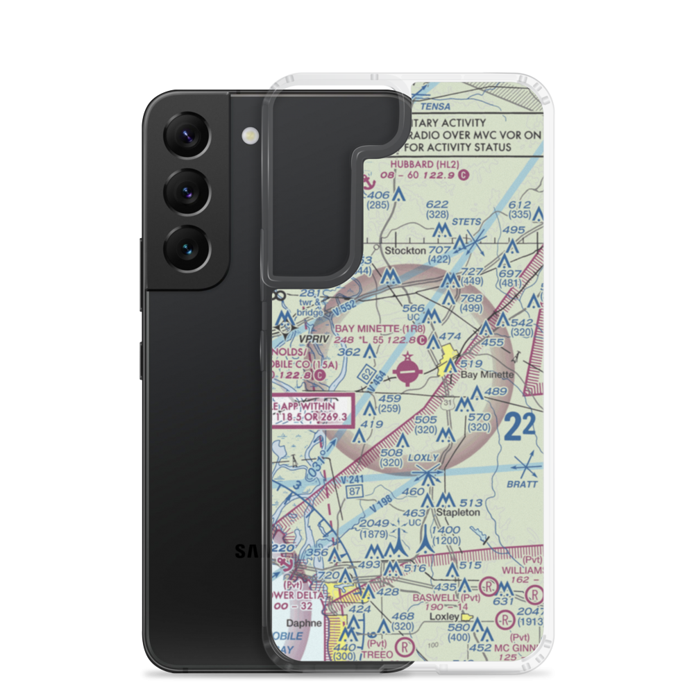 Bay Minette Municipal Airport (1R8) VFR Sectional Samsung Case Samsung Galaxy S22 model shown
