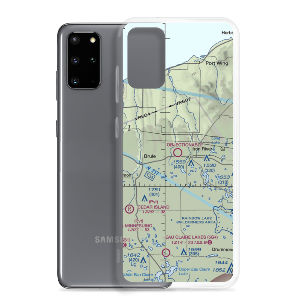 Bayfield County Airport (Y77) VFR Sectional Samsung Case Samsung Galaxy S20 Plus model shown