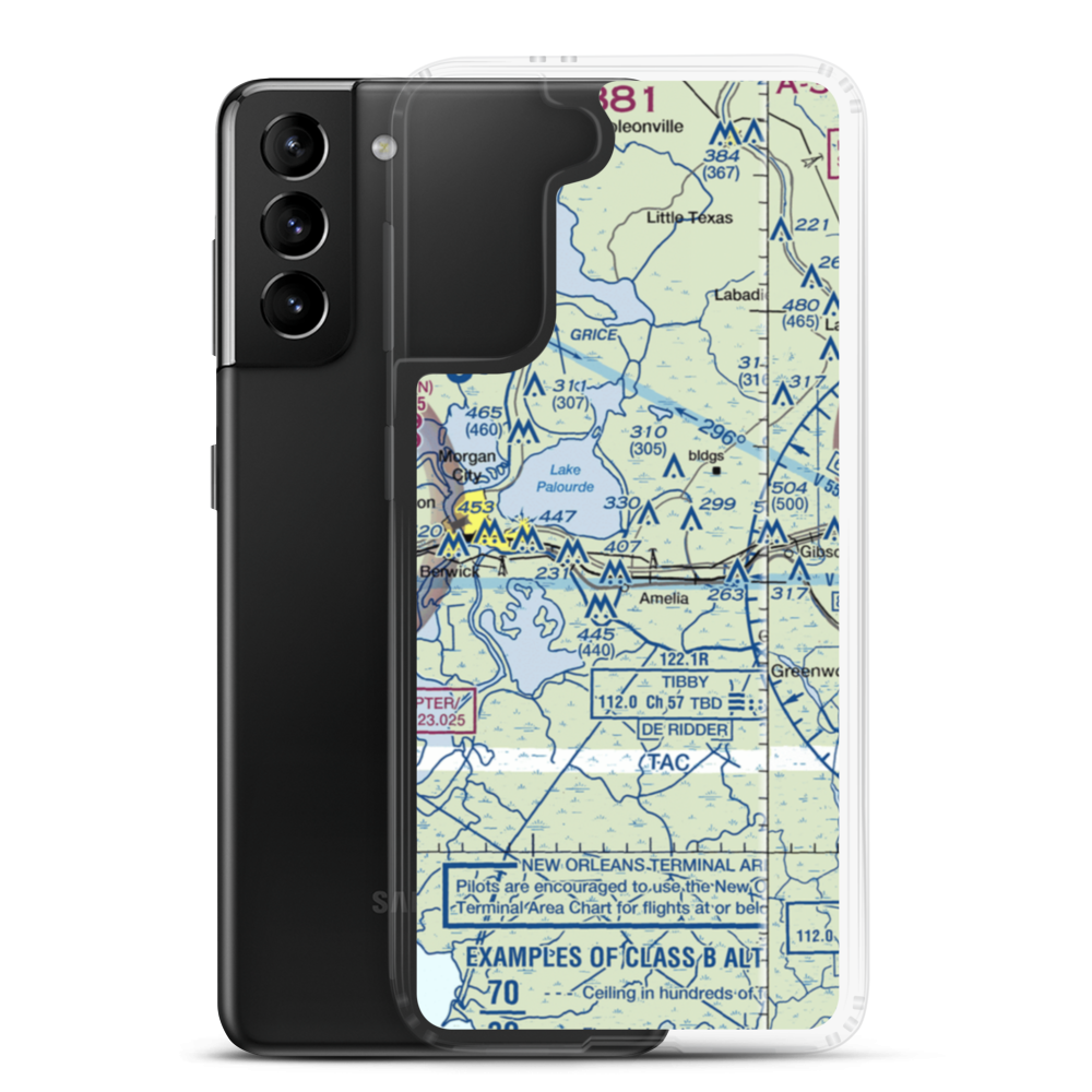 Bayou Boeuf Seaplane Base (LA64) VFR Sectional Samsung Case Samsung Galaxy S21 Plus model shown