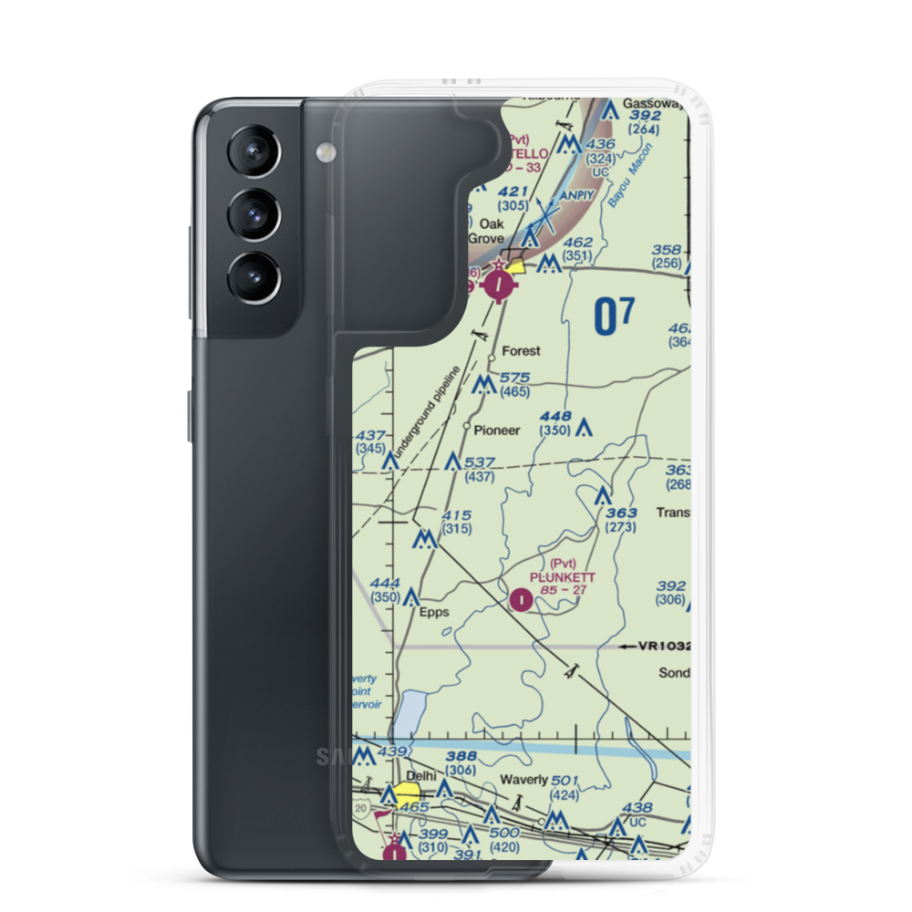 Bayou Meadows Airport (9LS1) VFR Sectional Samsung Case Samsung Galaxy S21 model shown
