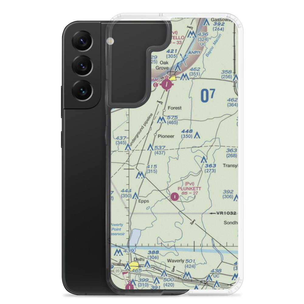 Bayou Meadows Airport (9LS1) VFR Sectional Samsung Case Samsung Galaxy S22 Plus model shown