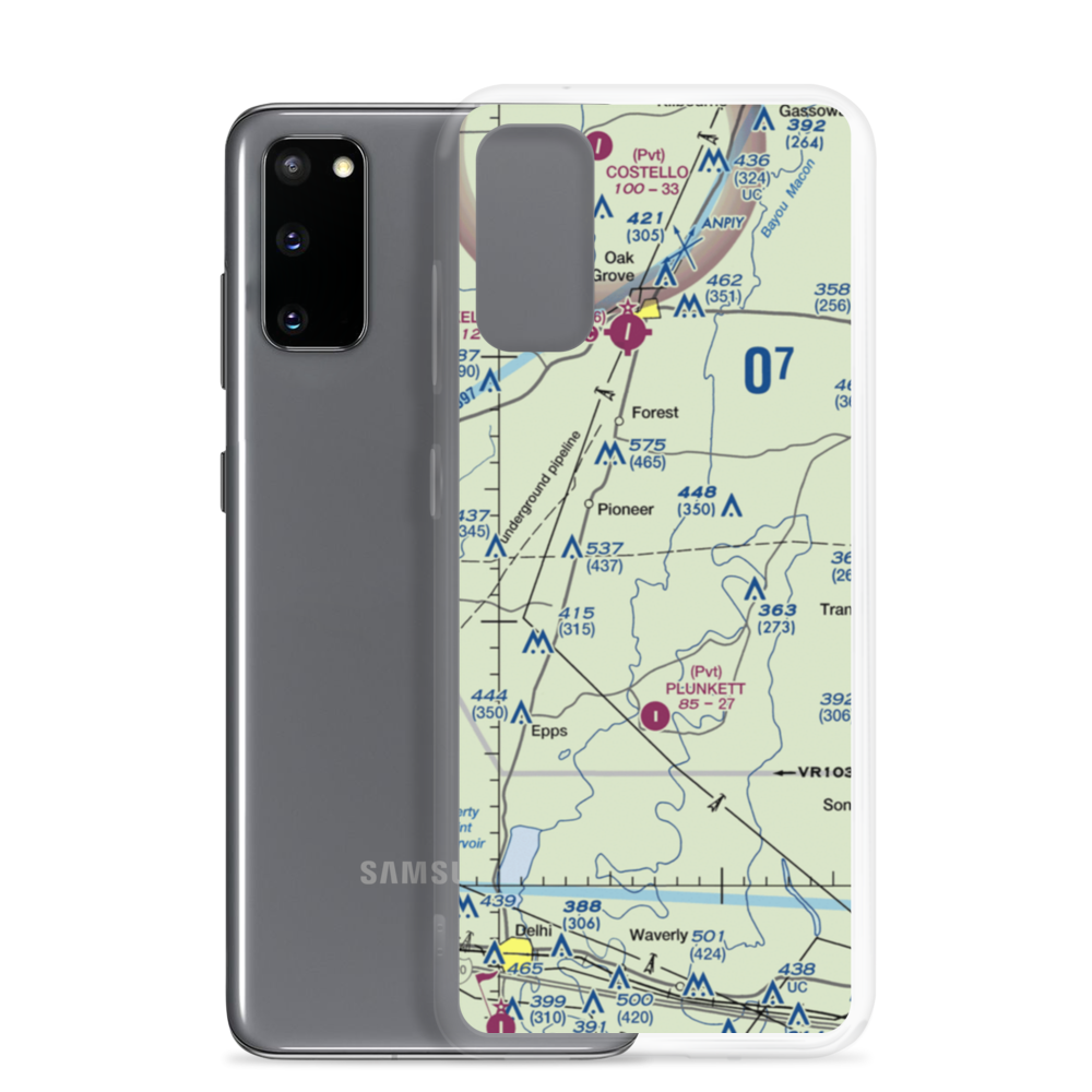 Bayou Meadows Airport (9LS1) VFR Sectional Samsung Case Samsung Galaxy S20 model shown