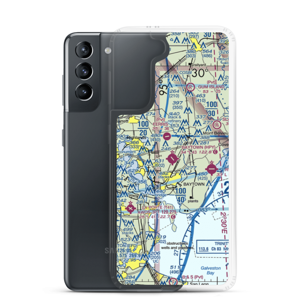 Baytown Airport (HPY) VFR Sectional Samsung Case Samsung Galaxy S21 model shown