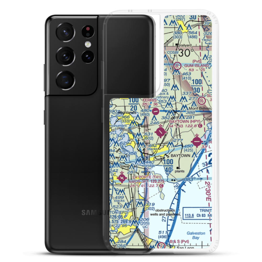 Baytown Airport (HPY) VFR Sectional Samsung Case Samsung Galaxy S21 Ultra model shown