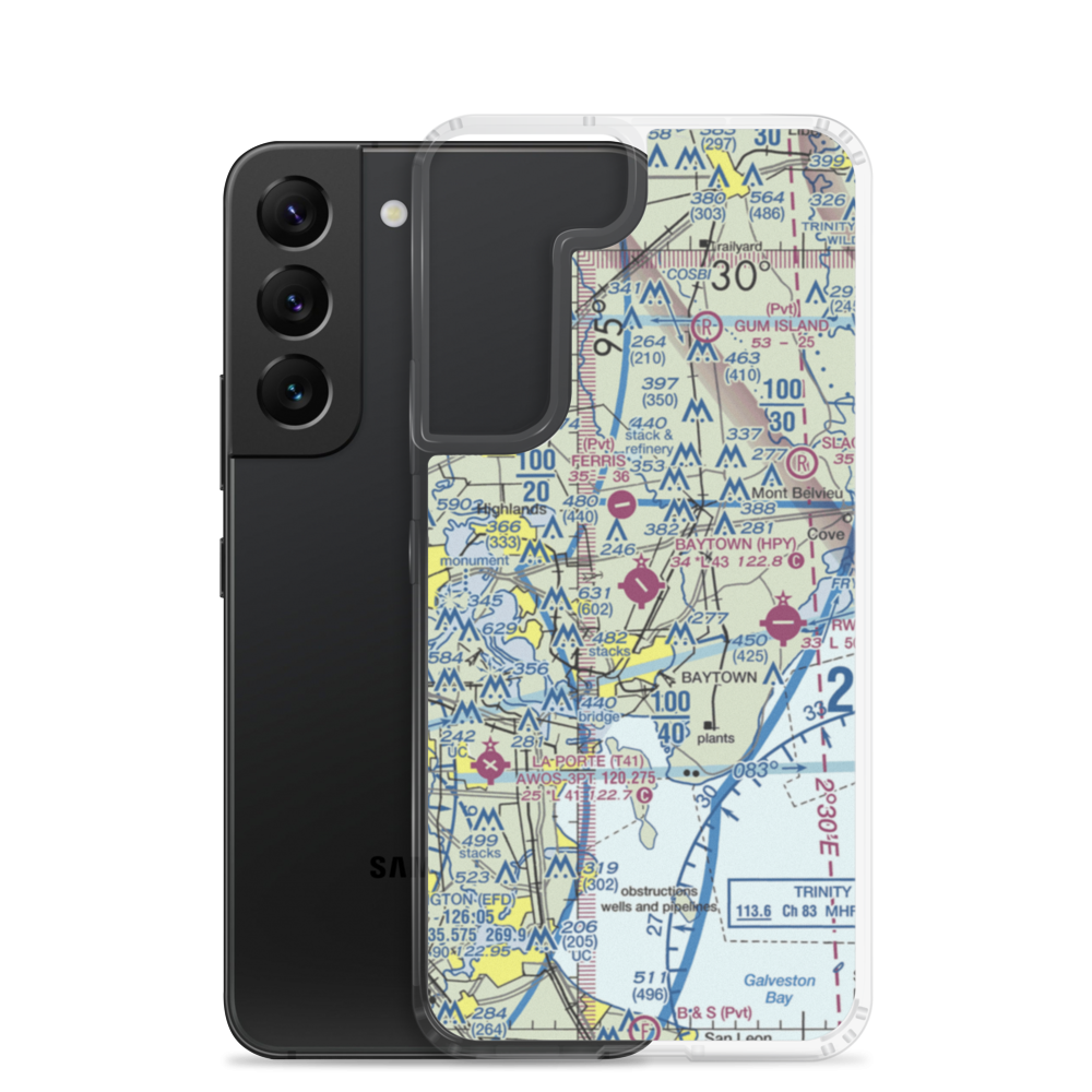Baytown Airport (HPY) VFR Sectional Samsung Case Samsung Galaxy S22 model shown
