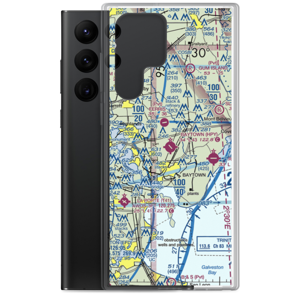 Baytown Airport (HPY) VFR Sectional Samsung Case Samsung Galaxy S22 Ultra model shown