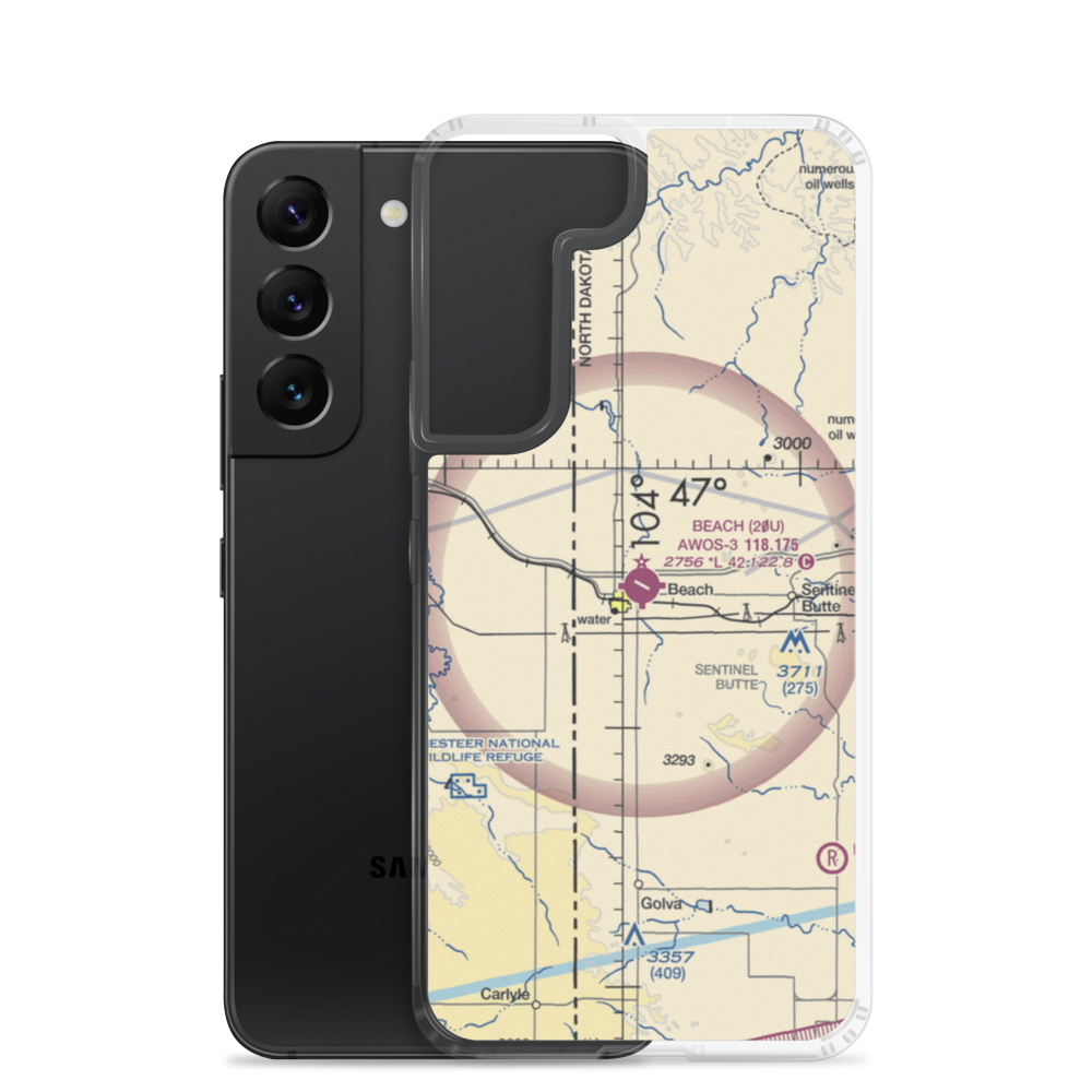 Beach Airport (20U) VFR Sectional Samsung Case Samsung Galaxy S22 model shown