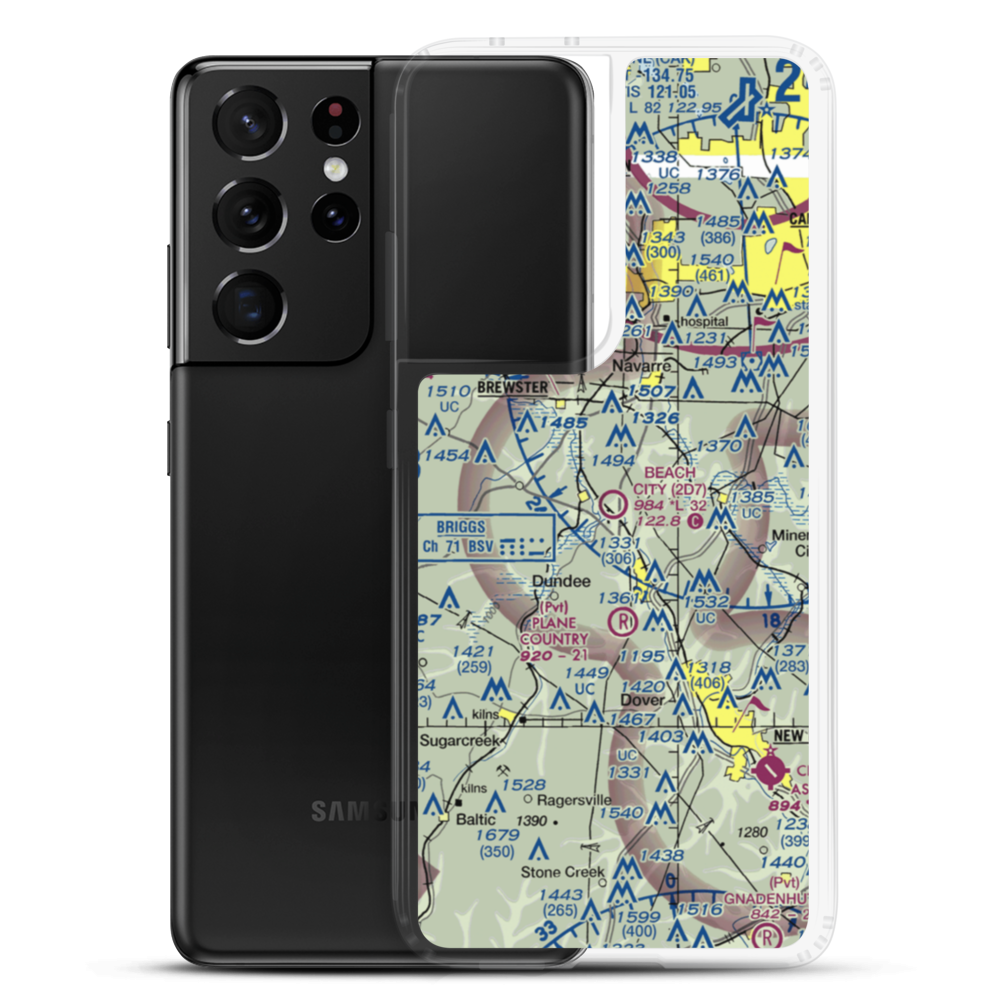 Beach City Airport (2D7) VFR Sectional Samsung Case Samsung Galaxy S21 Ultra model shown