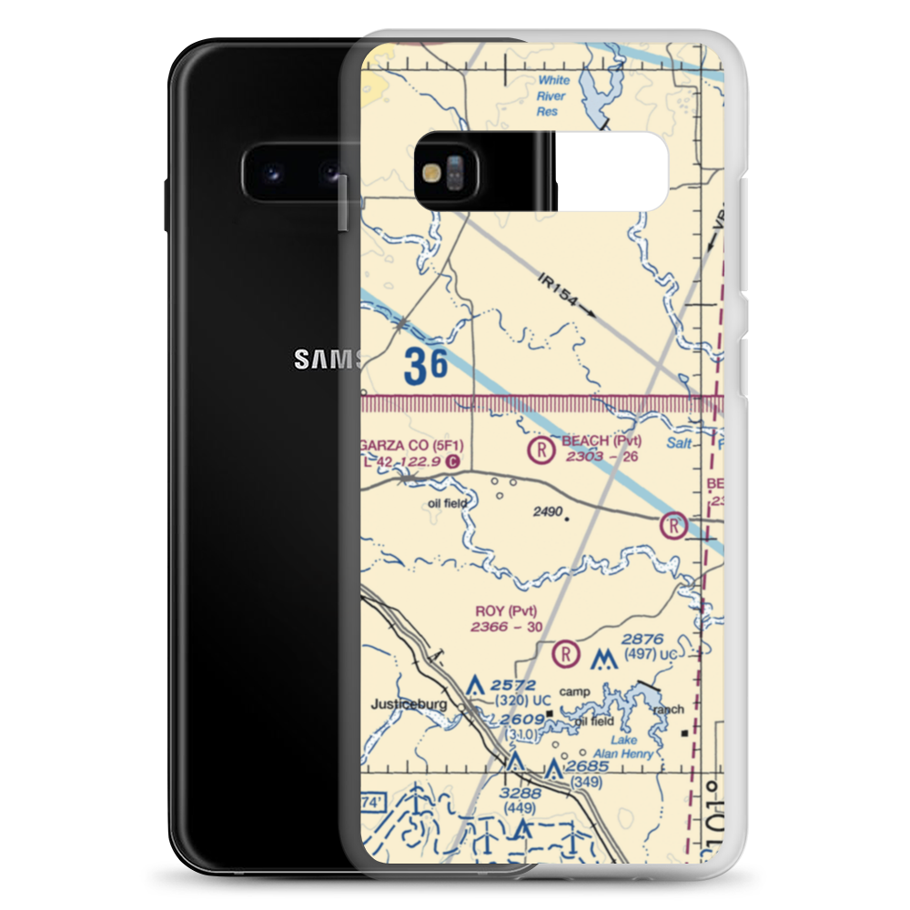 Beach Ranch Airport (2TE7) VFR Sectional Samsung Case Samsung Galaxy S10+ model shown