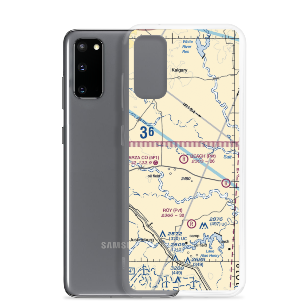 Beach Ranch Airport (2TE7) VFR Sectional Samsung Case Samsung Galaxy S20 model shown