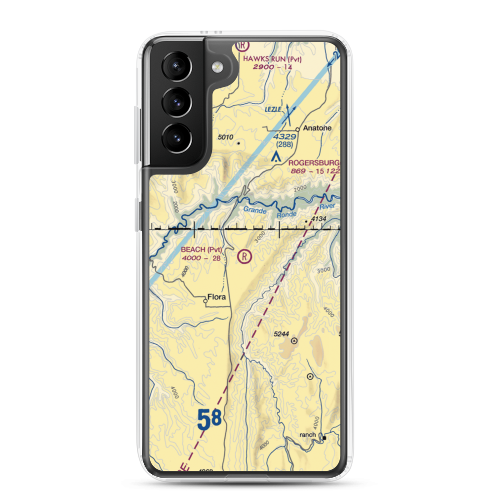 Beach Ranch Airport (OR64) VFR Sectional Samsung Case Samsung Galaxy S21 Plus model shown
