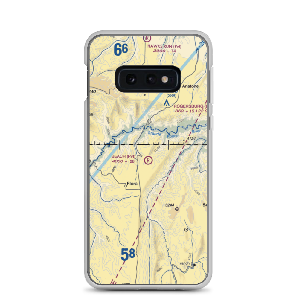 Beach Ranch Airport (OR64) VFR Sectional Samsung Case Samsung Galaxy S10e model shown