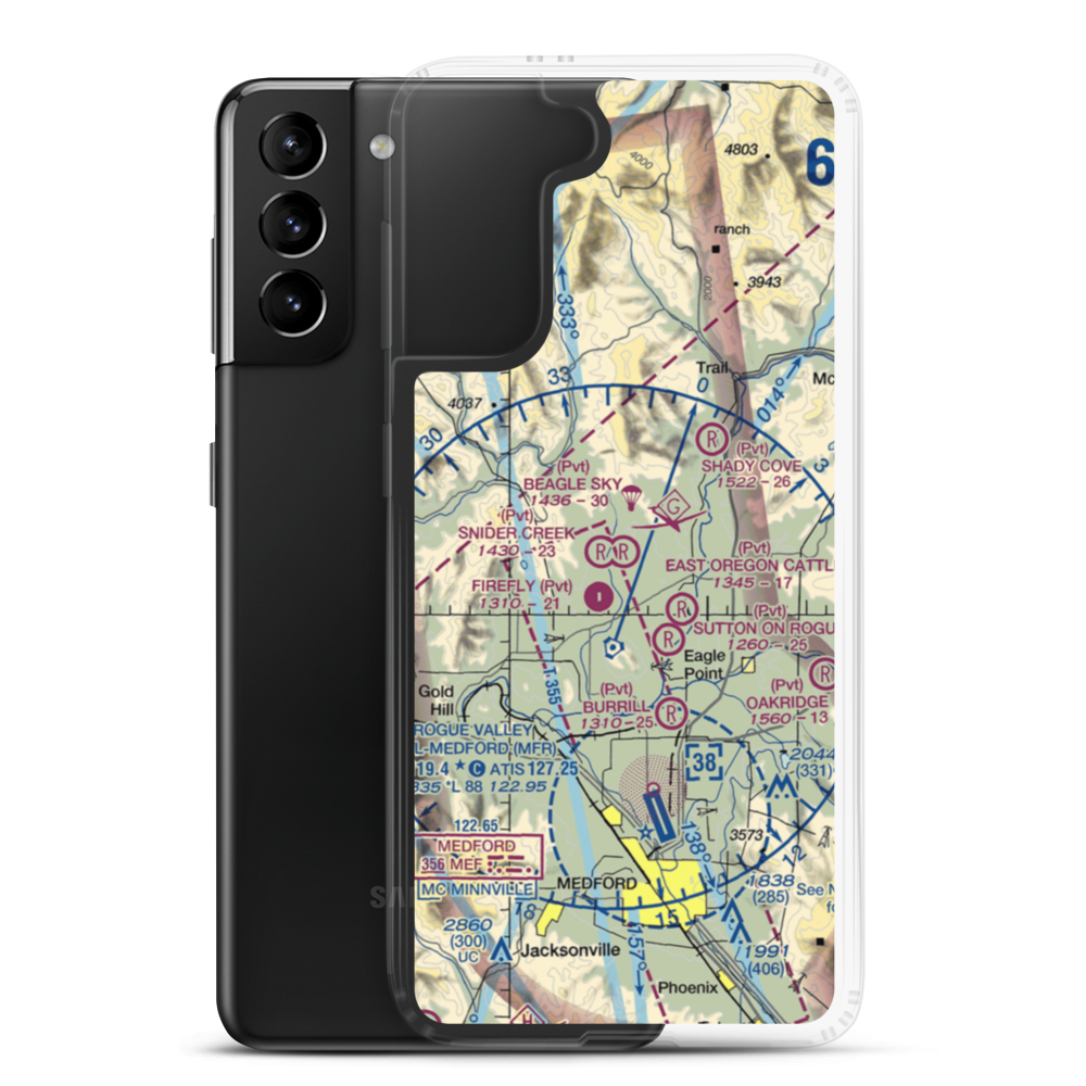 Beagle Sky Ranch Airport (OR96) VFR Sectional Samsung Case Samsung Galaxy S21 Plus model shown