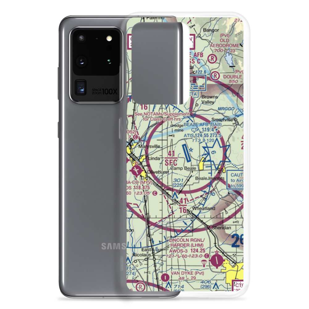 Beale Air Force Base (BAB) VFR Sectional Samsung Case Samsung Galaxy S20 Ultra model shown
