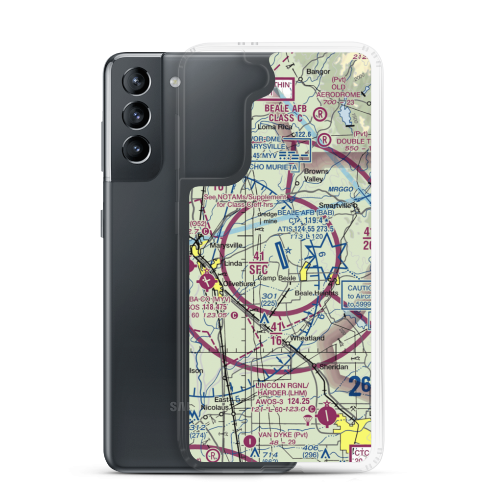 Beale Air Force Base (BAB) VFR Sectional Samsung Case Samsung Galaxy S21 model shown