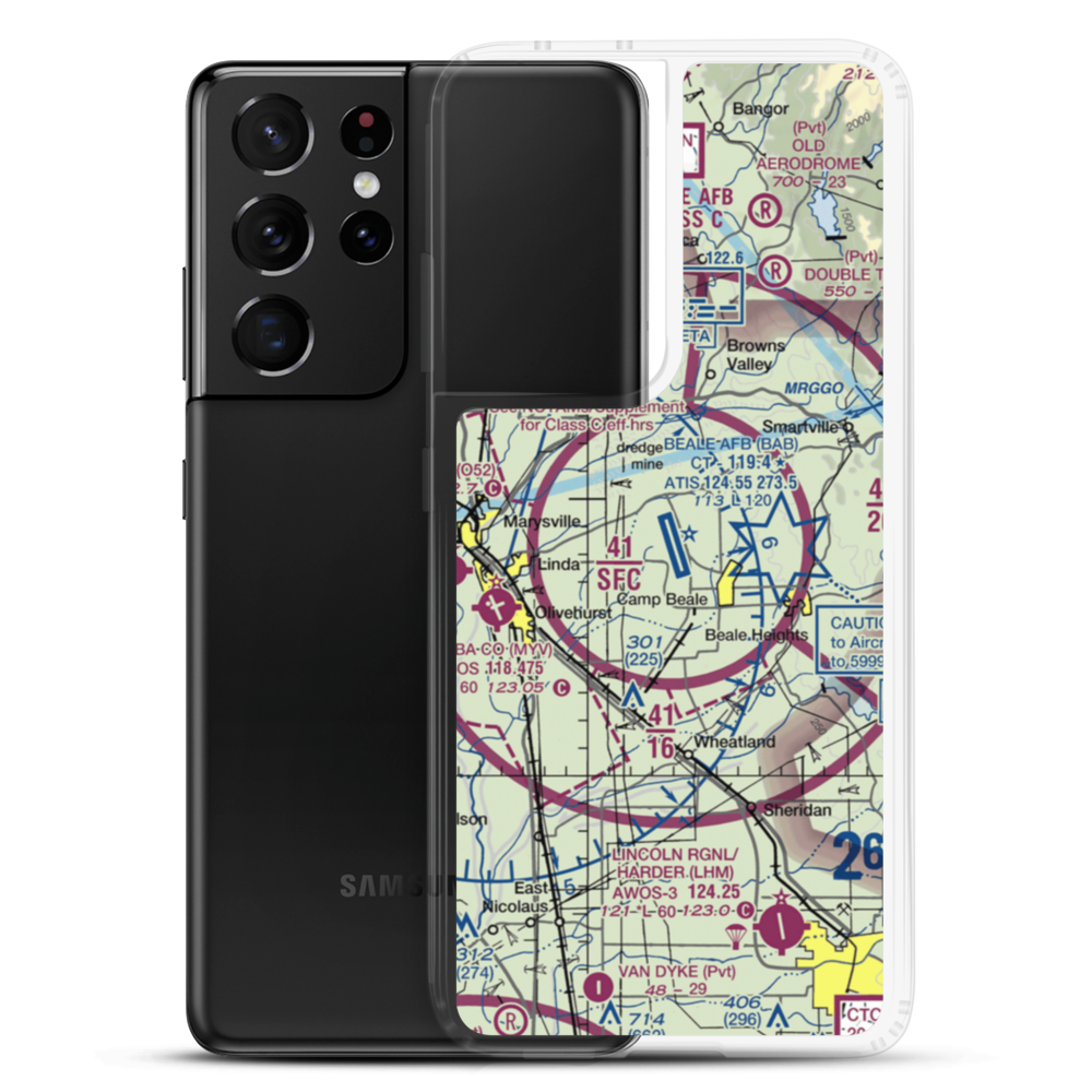Beale Air Force Base (BAB) VFR Sectional Samsung Case Samsung Galaxy S21 Ultra model shown