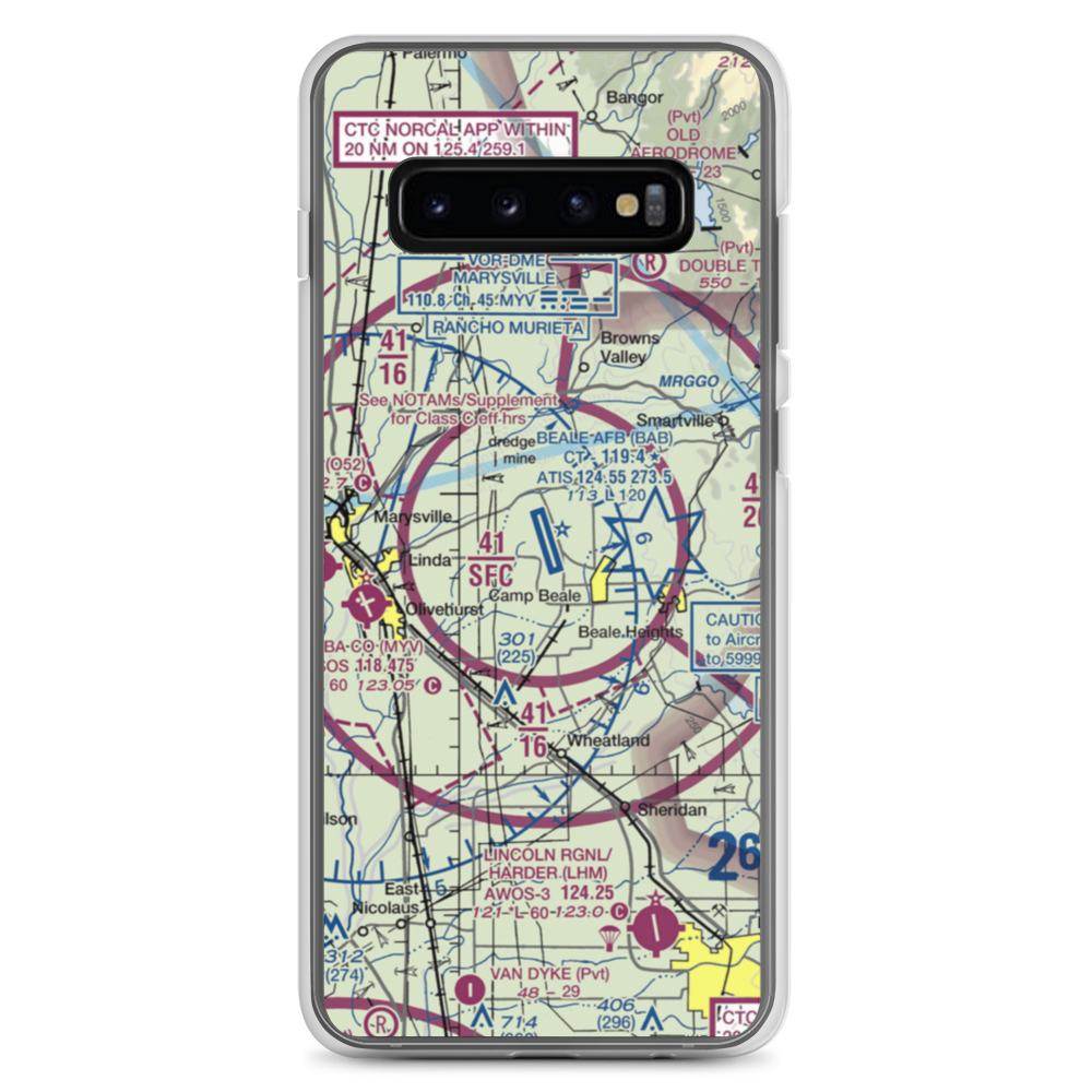 Beale Air Force Base (BAB) VFR Sectional Samsung Case Samsung Galaxy S10+ model shown